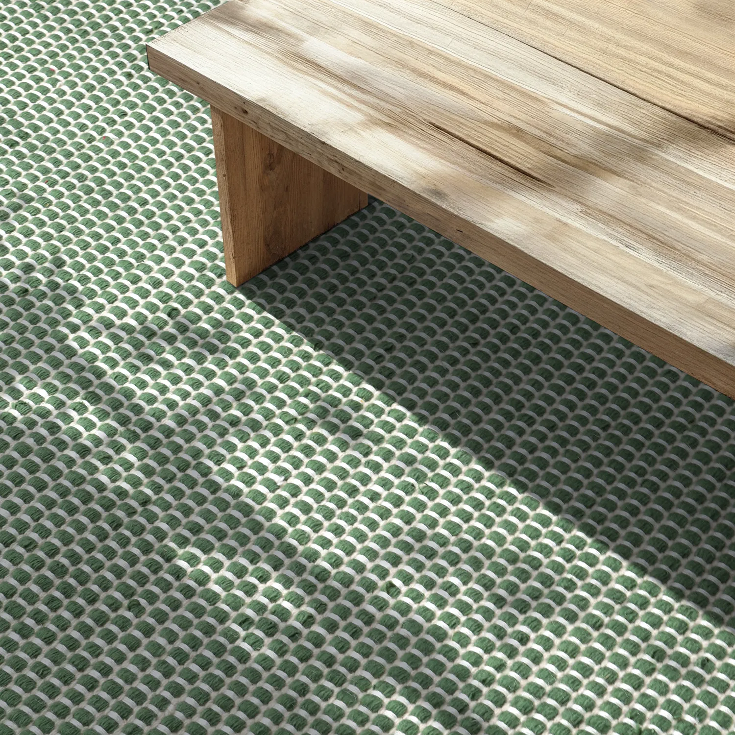 Tapete para interior e exterior - Coastal Wool Look (verde/branco)