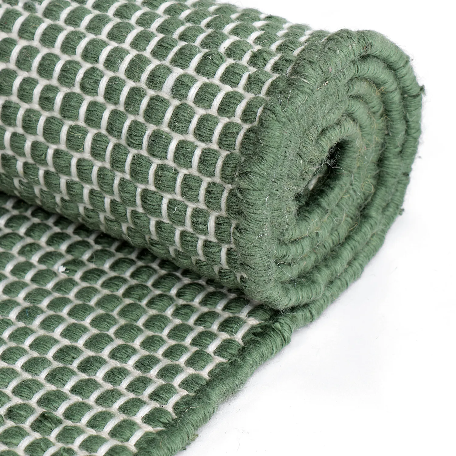 Tapete para interior e exterior - Coastal Wool Look (verde/branco)