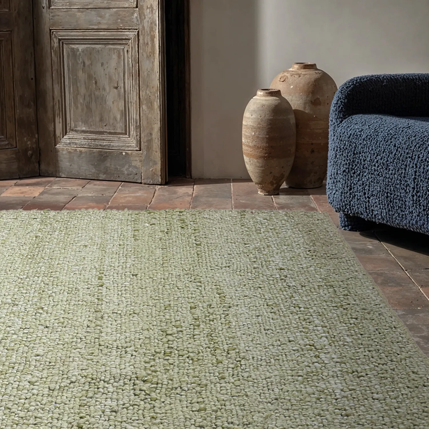 Tapete para interior e exterior - Milford Wool Look (verde)