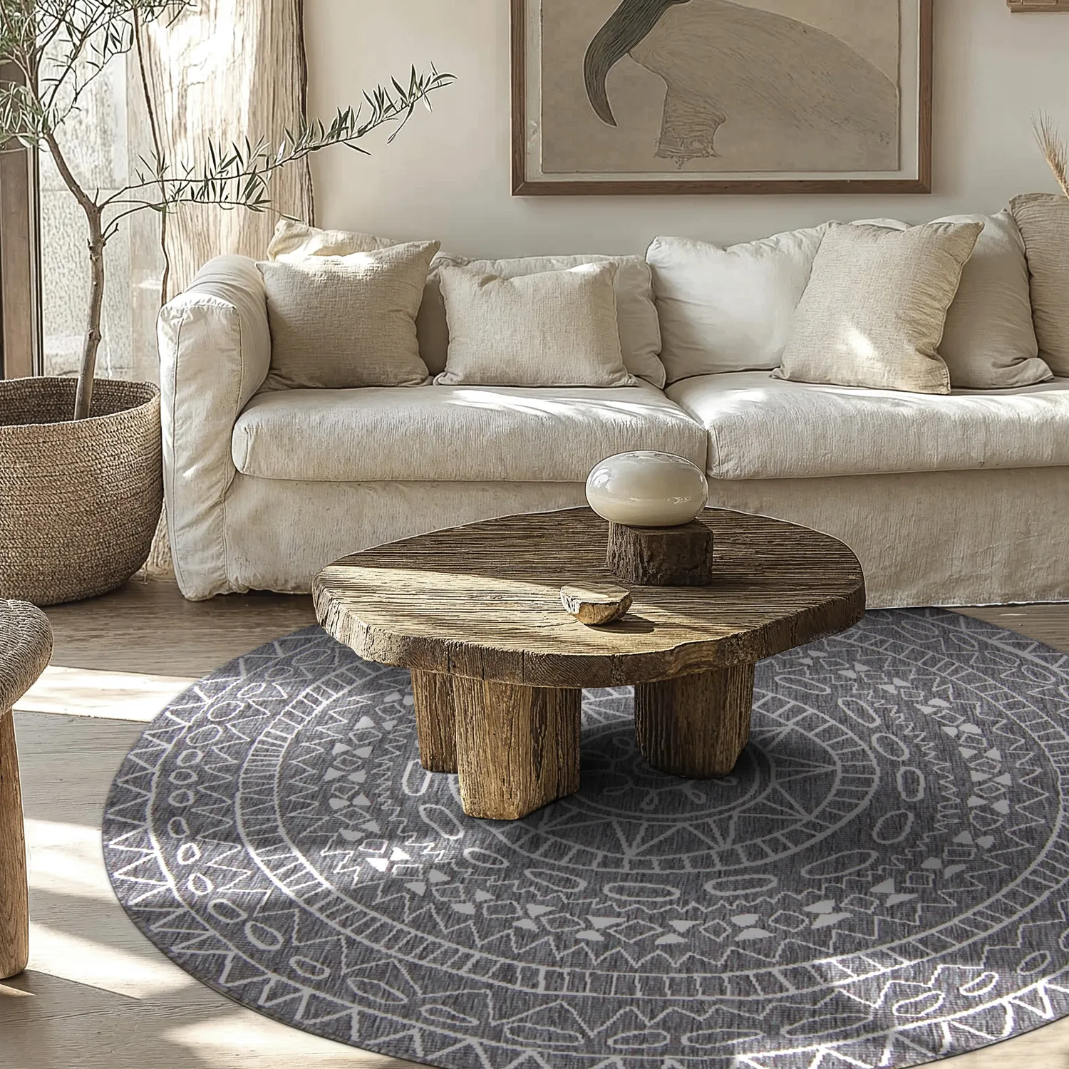 Tapete redondo - Brussels Diamond (cinza)