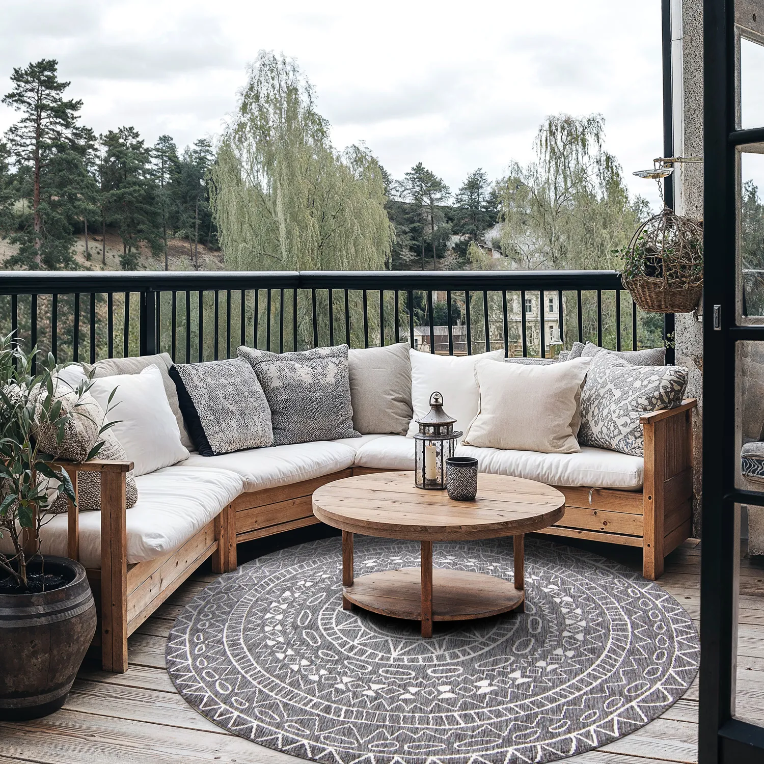 Tapete redondo - Brussels Diamond (cinza)