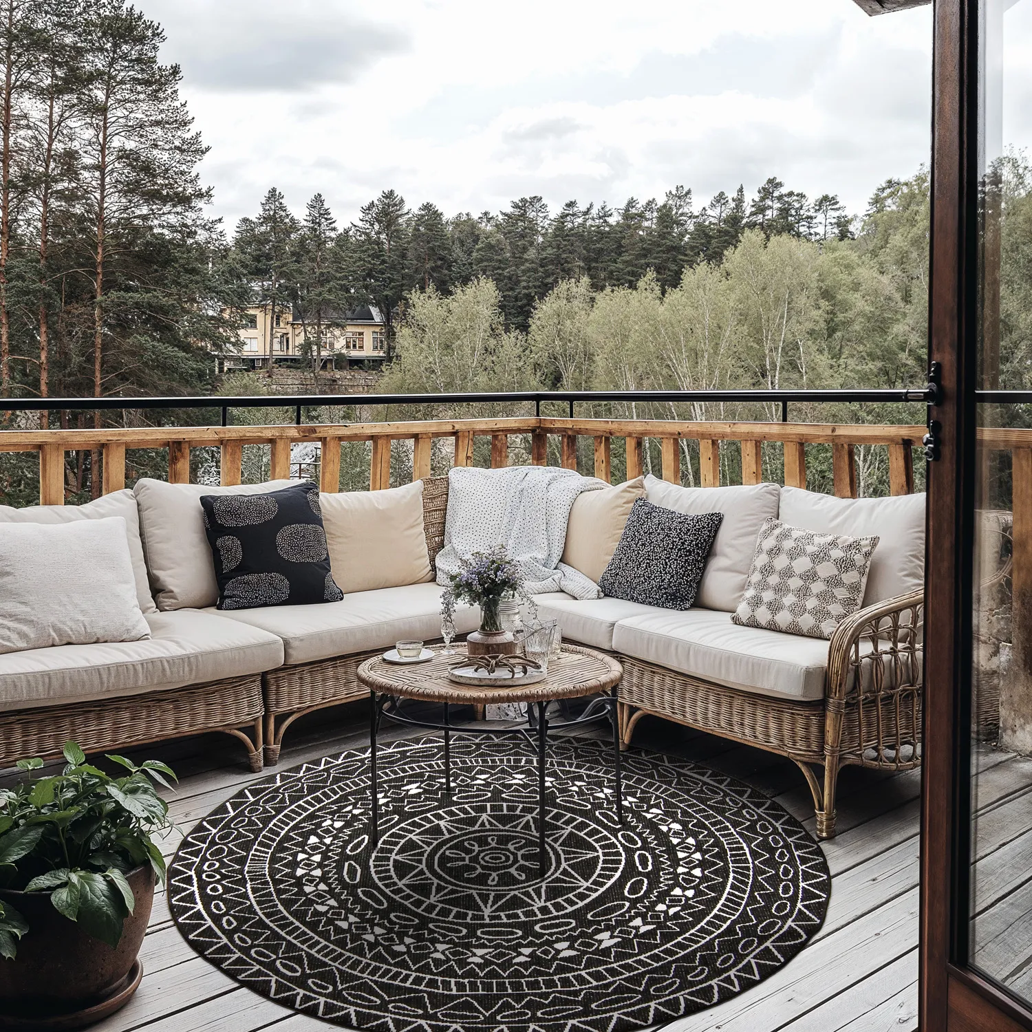 Tapete redondo - Brussels Diamond (preto)