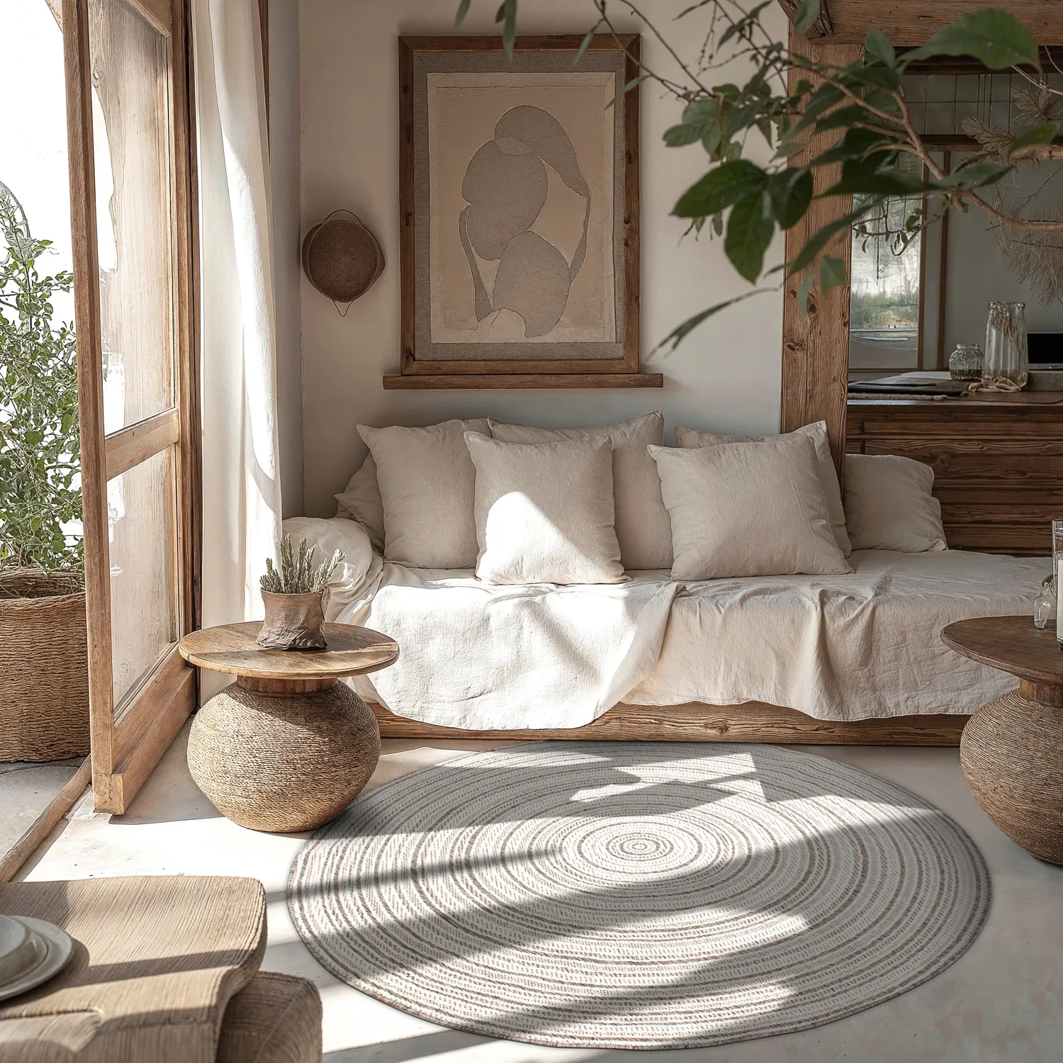 Tapete redondo - Brussels Weave (cinza)