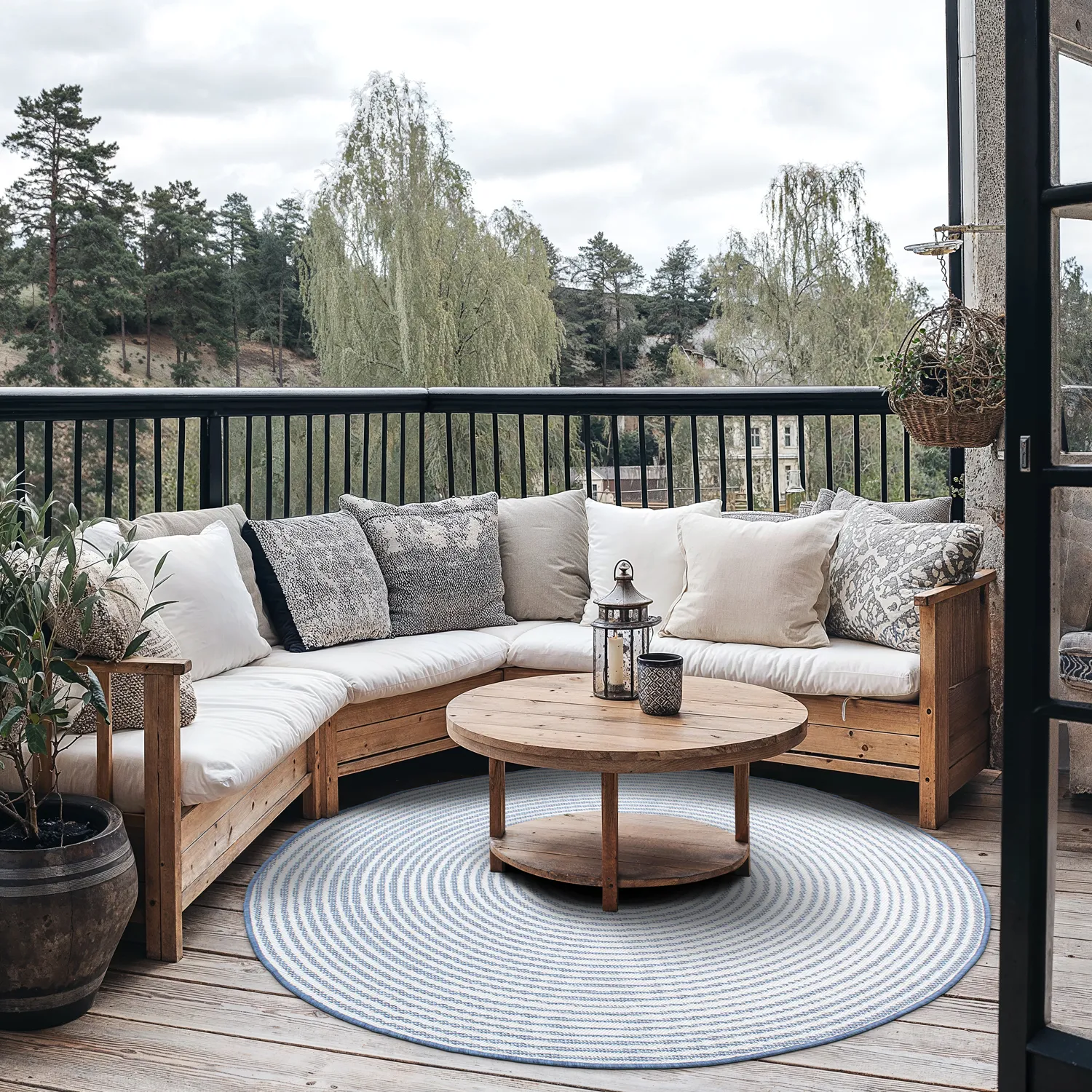 Tapete redondo - Ferragudo (azul)