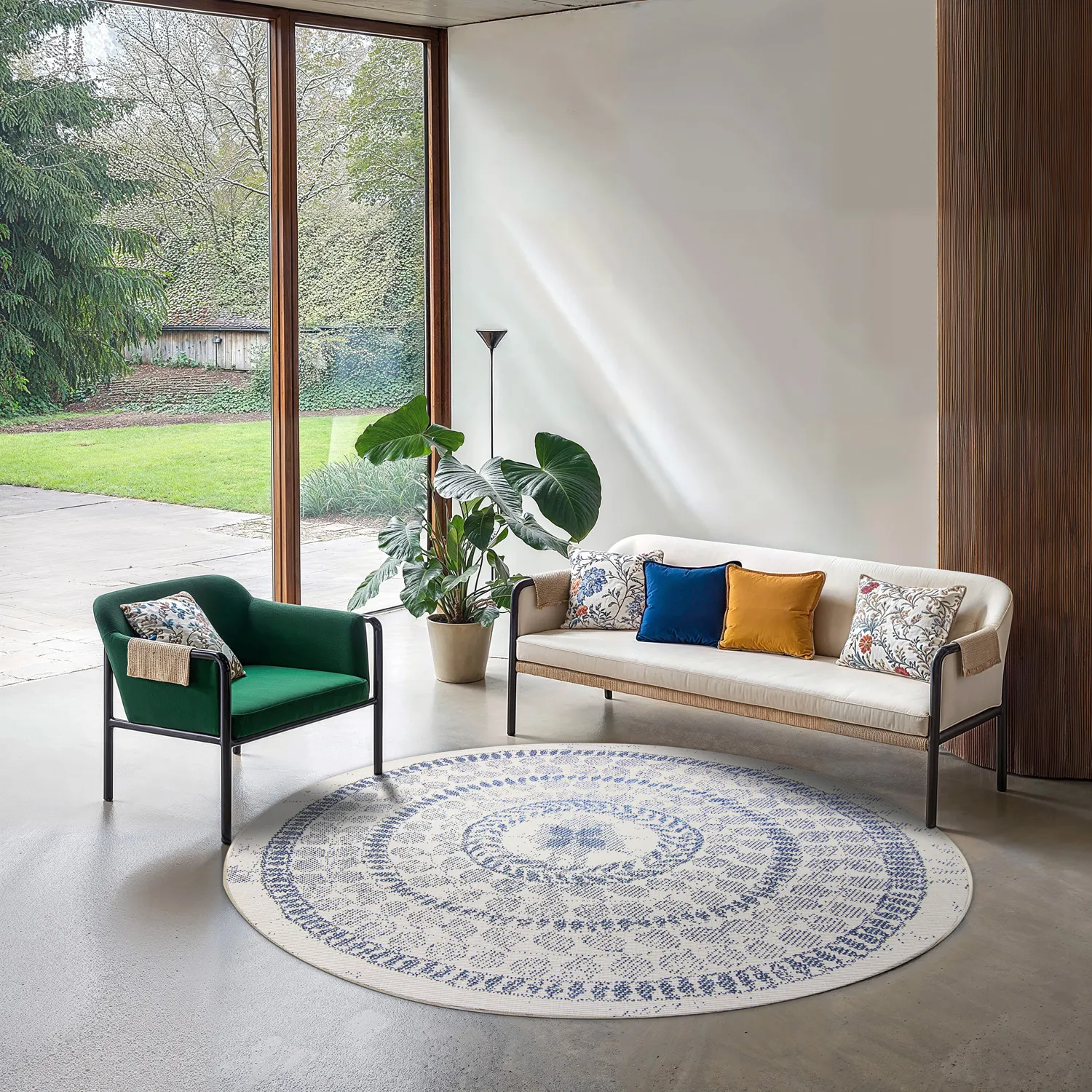 Tapete redondo - Indoor/Outdoor Malcolm (azul)