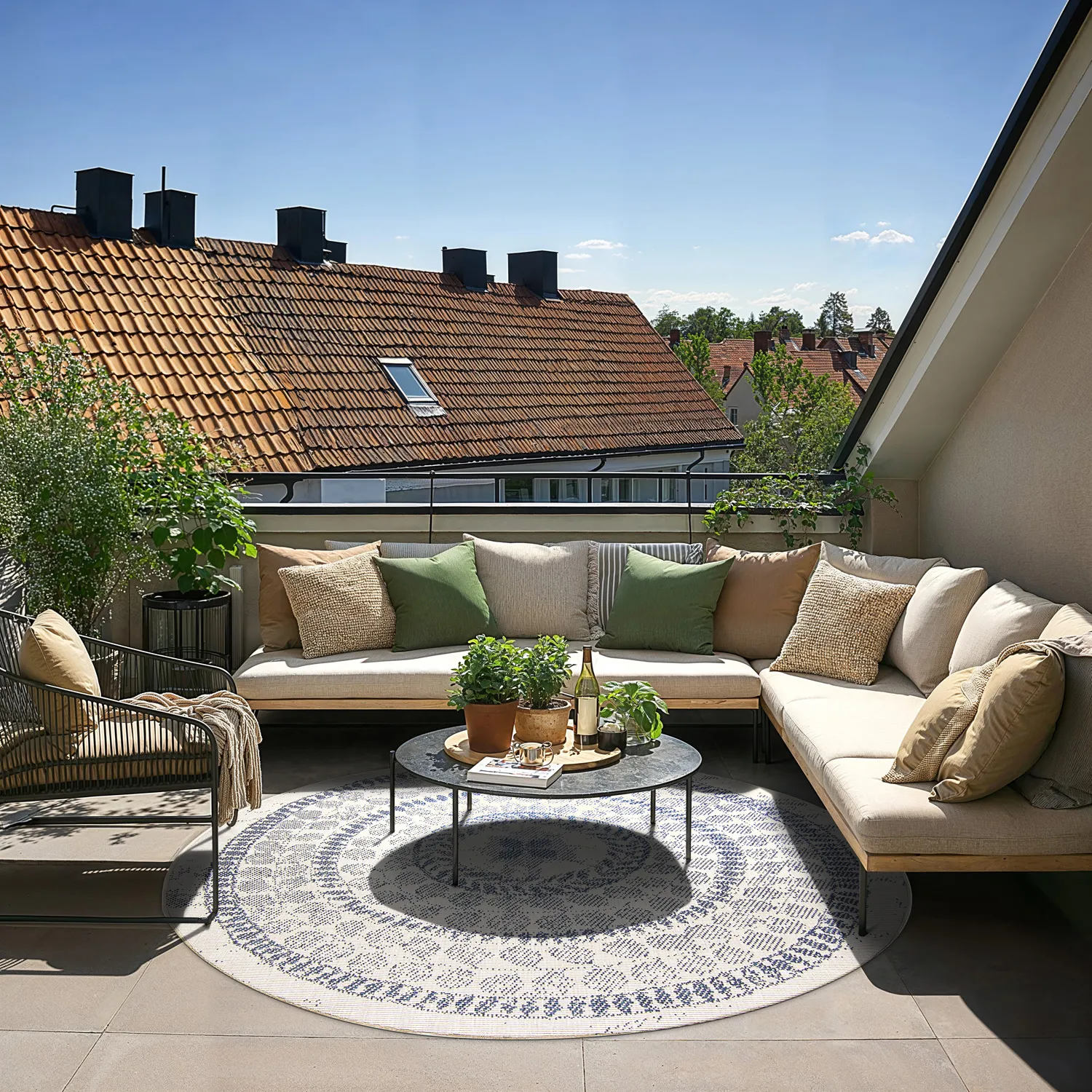 Tapete redondo - Indoor/Outdoor Malcolm (azul)