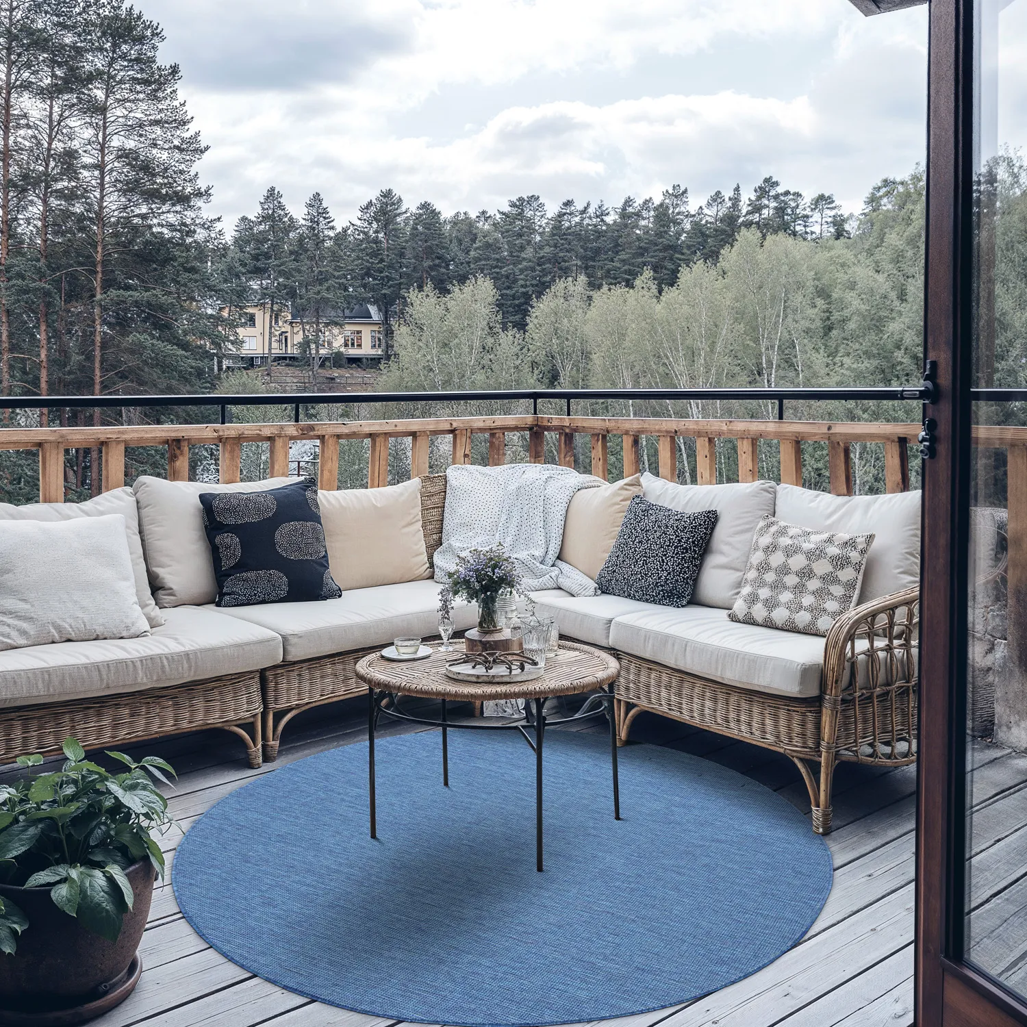 Tapete redondo - Monsanto (azul)