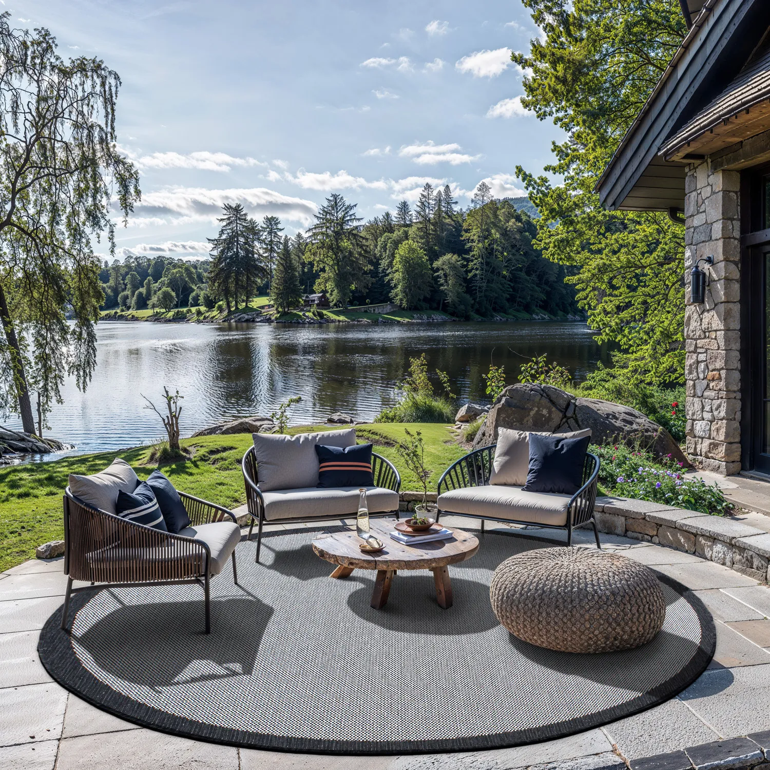 Tapete redondo - Sortelha (preto)