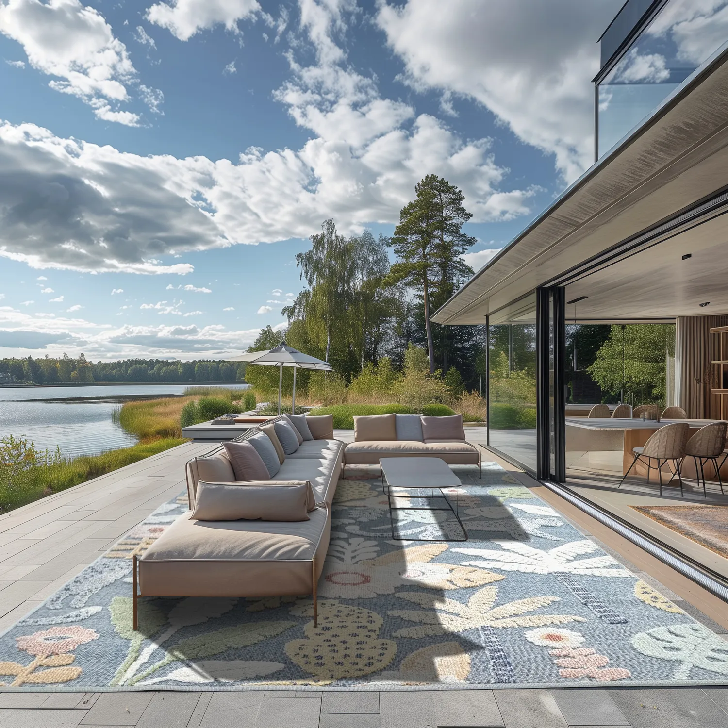 Tapete para interior e exterior - Rhodes (azul/multi)