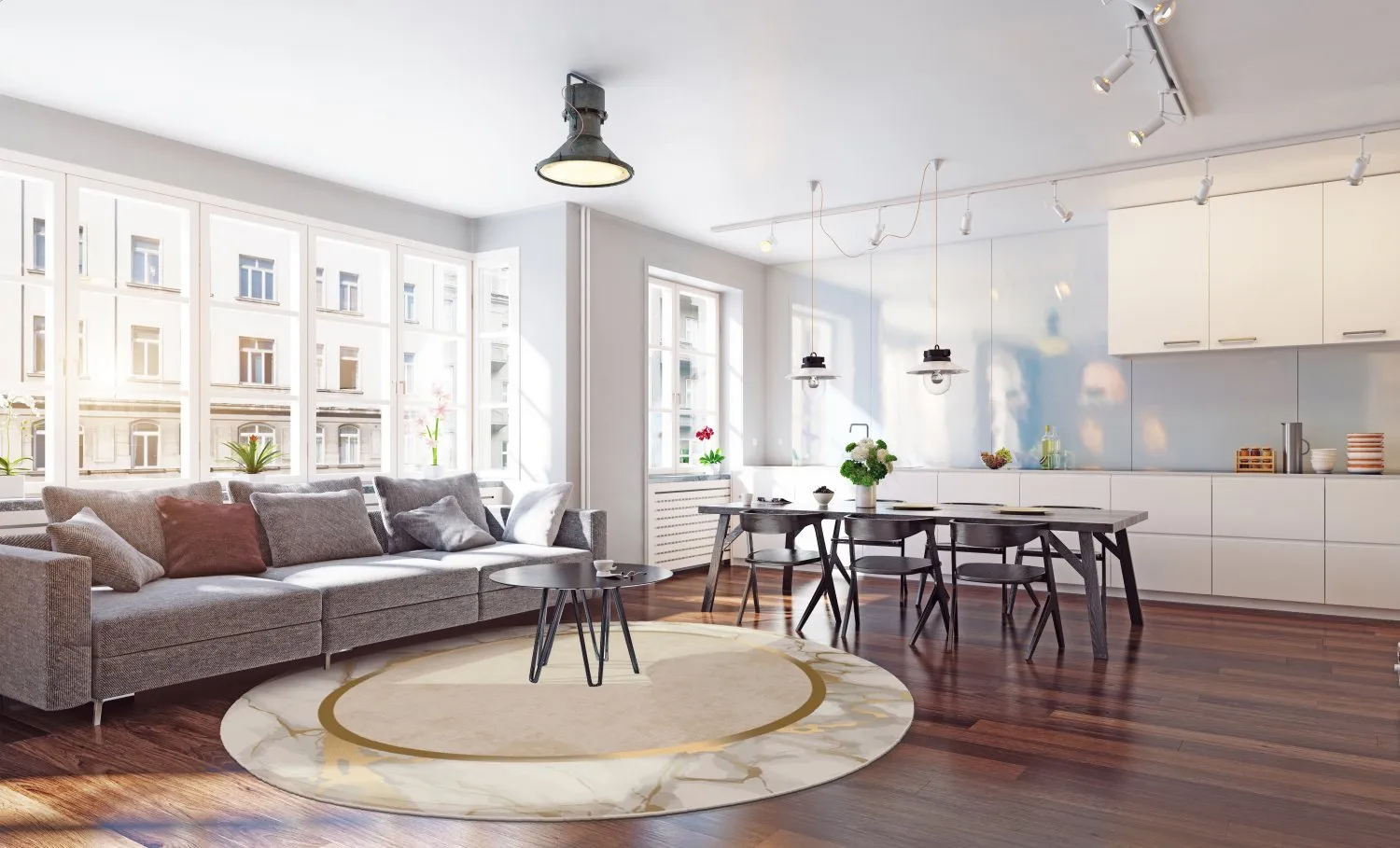 Tapete redondo - Cerasia (bege/branco/dourado)