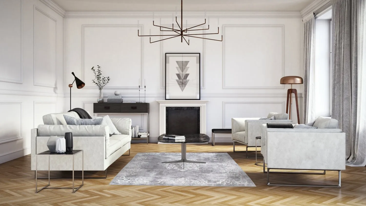 Tapete Wilton - Santi (cinza/branco)