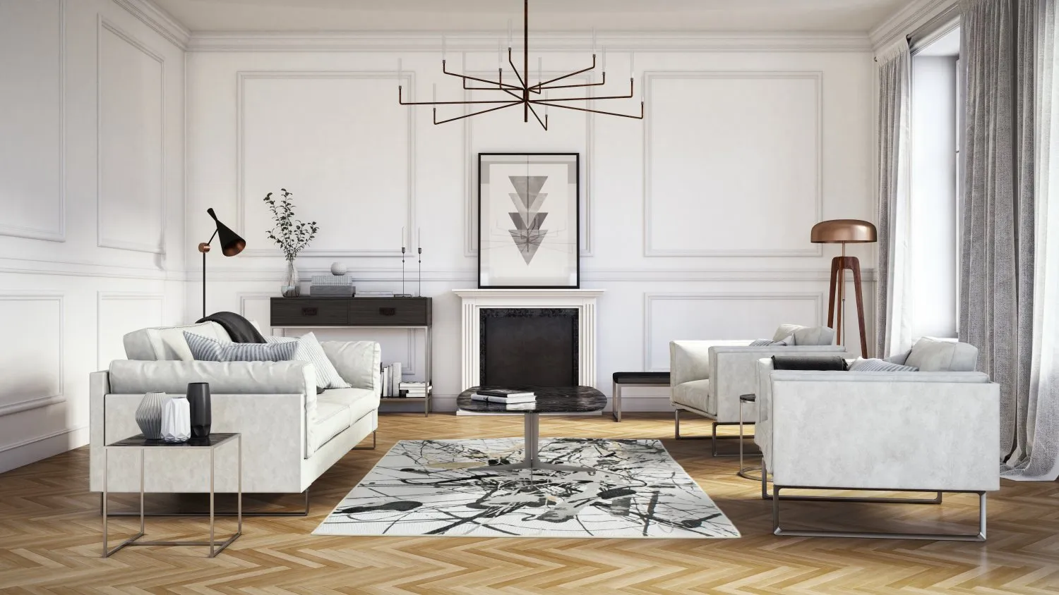 Tapete Wilton - Lawrance (cinza/branco)