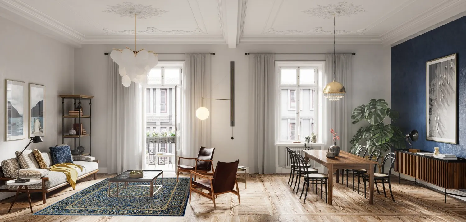 Tapete Wilton - Vinadio (azul/dourado)