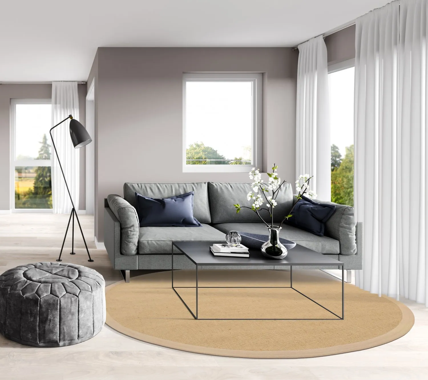 Tapete redondo (sisal) - Agave (bege/marfim)