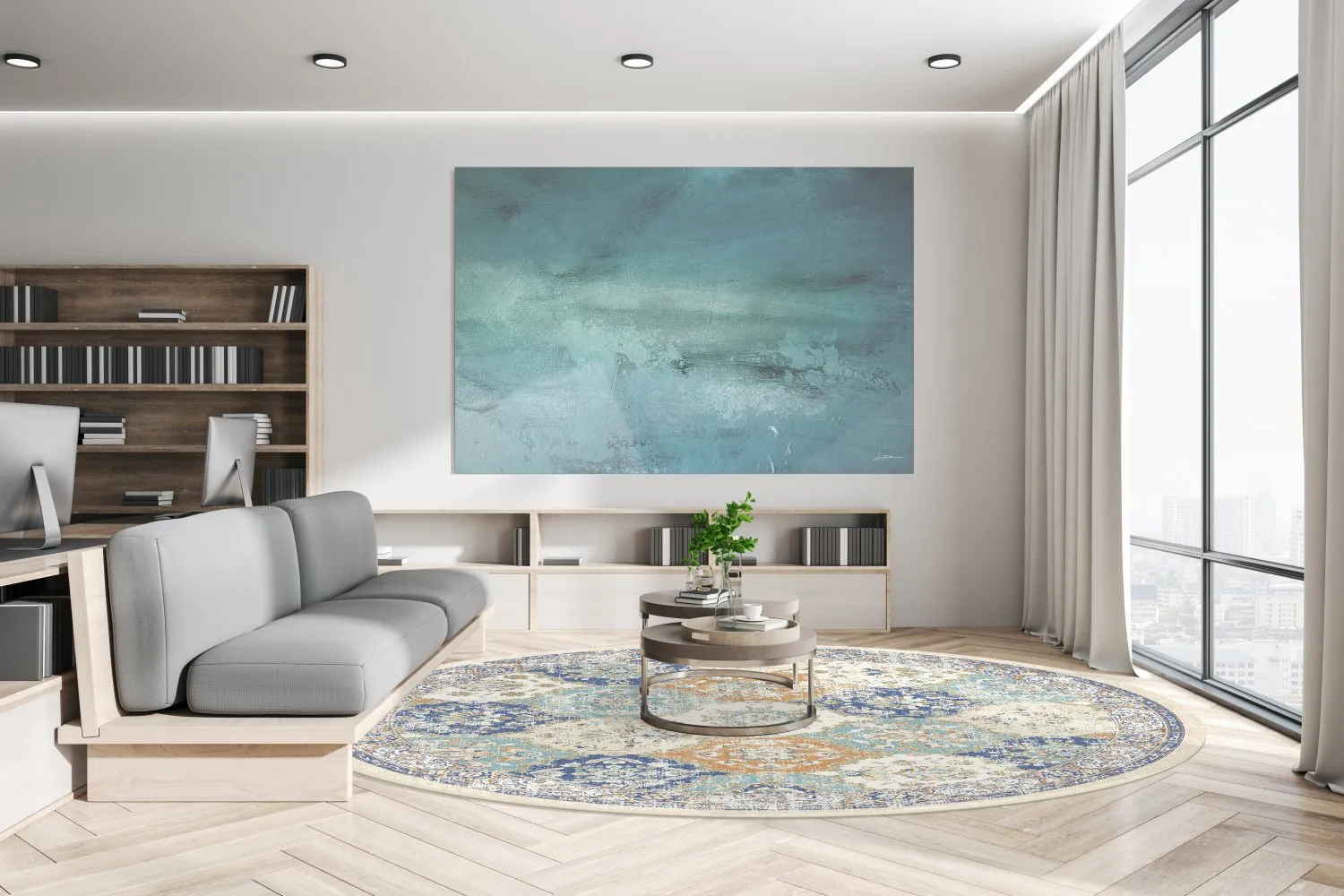 Tapete redondo - Bohemia (azul/multicolorido)