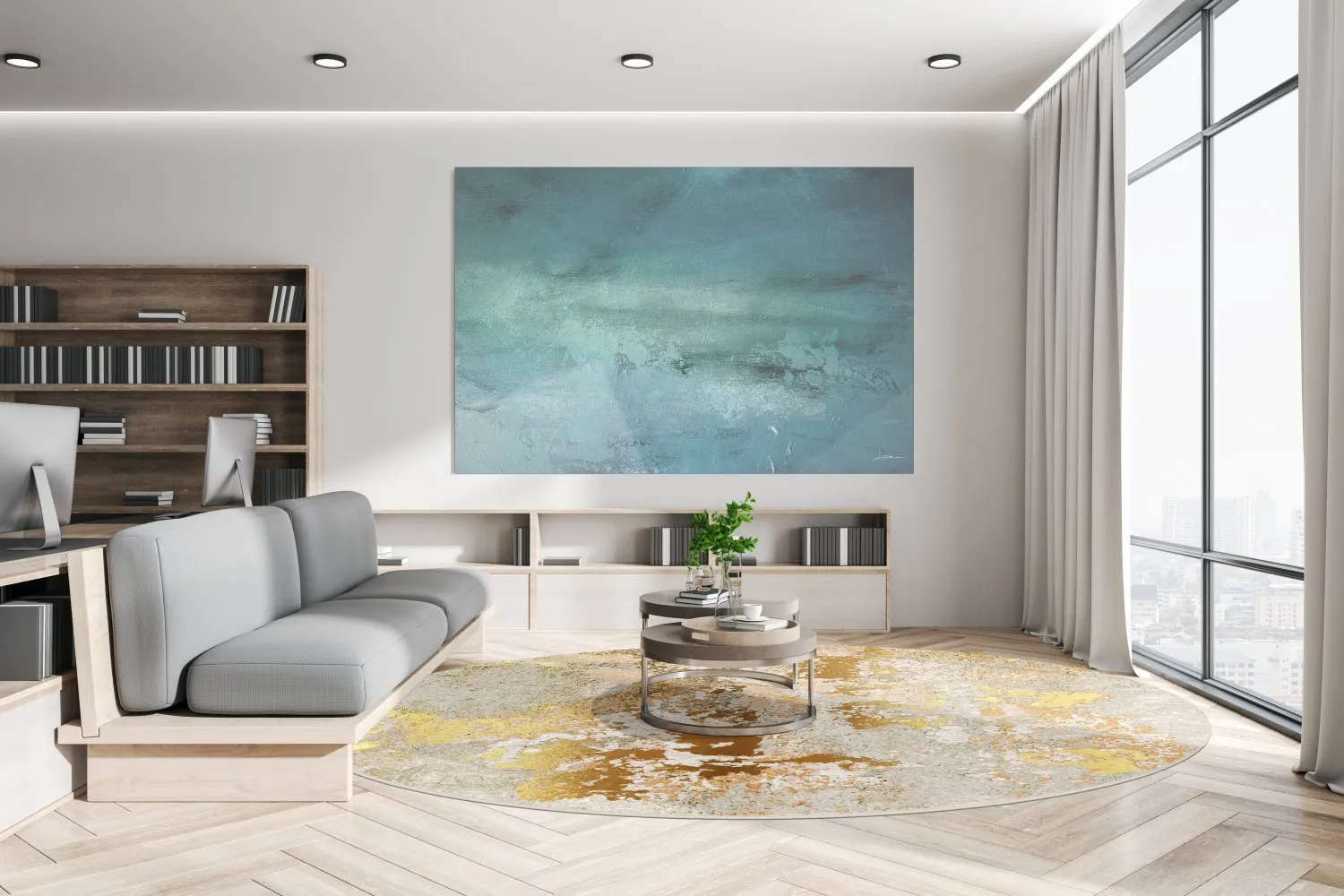 Tapete redondo - Elena (bege/dourado)