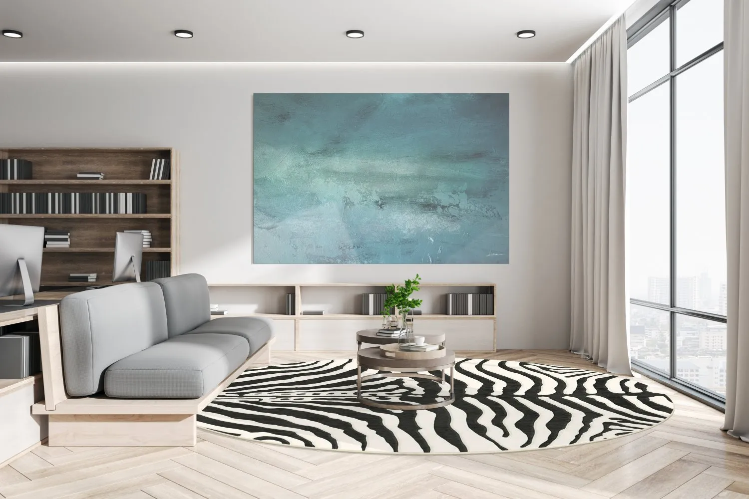 Tapete redondo - Zebra (preto/branco)