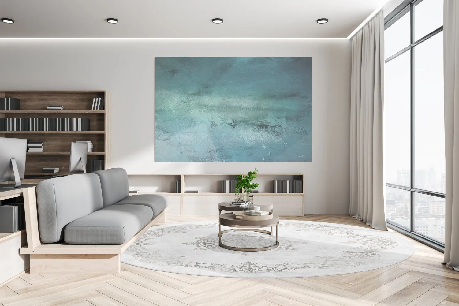 Tapete redondo - Santi (cinza claro)