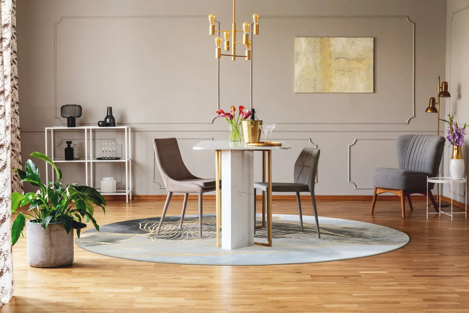 Tapete redondo - Ekual (azul/cinza/dourado)