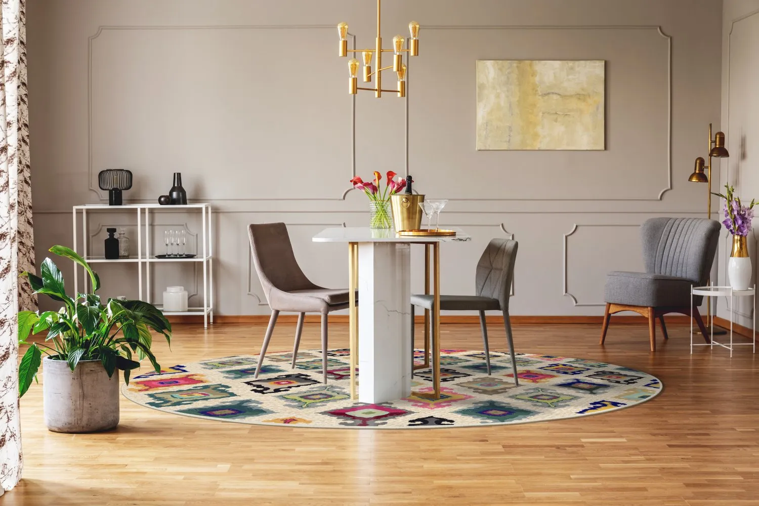 Tapete redondo - Isparta (multicolorido)