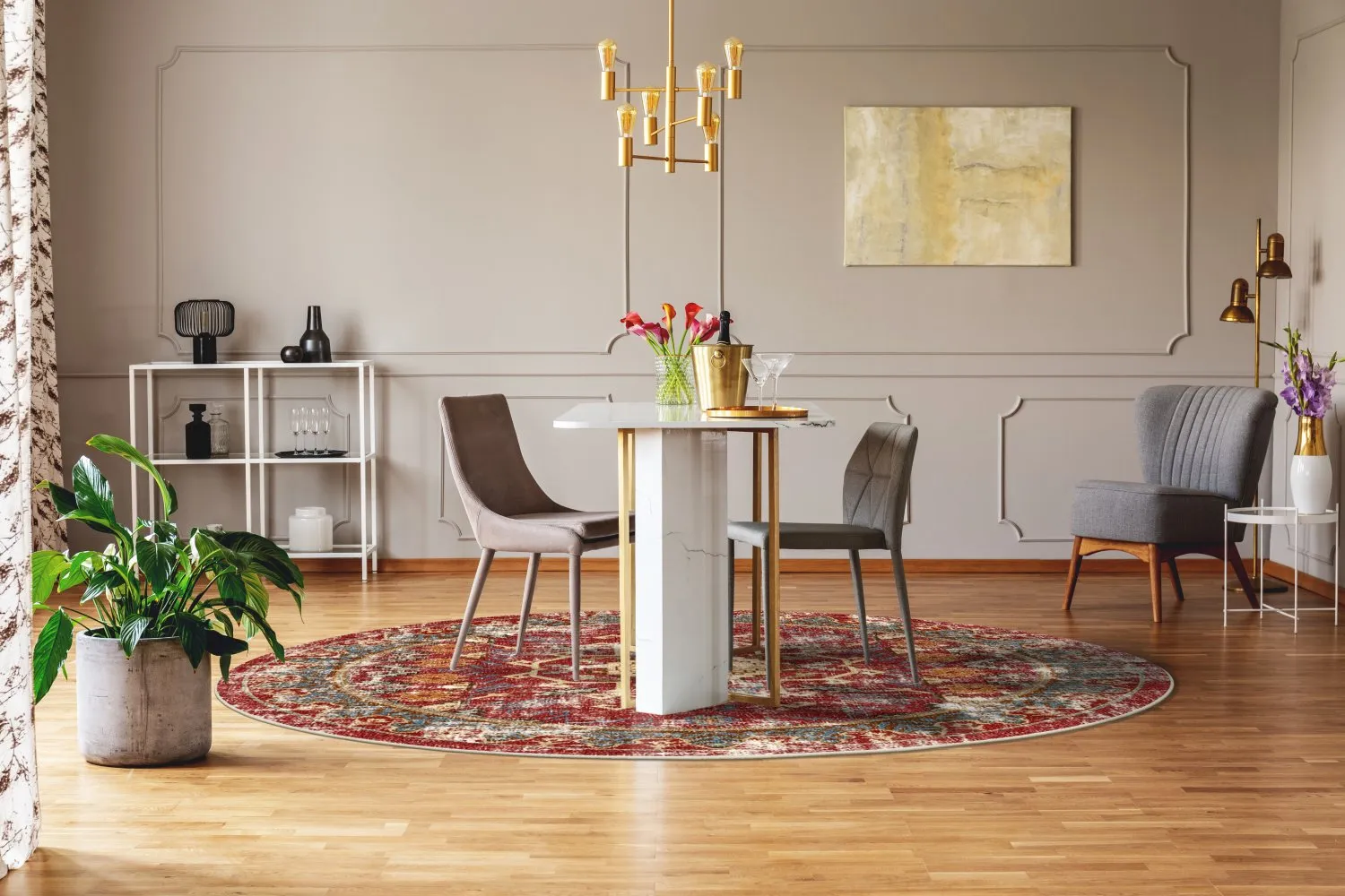 Tapete redondo - Idri (vermelho/multicolorido)