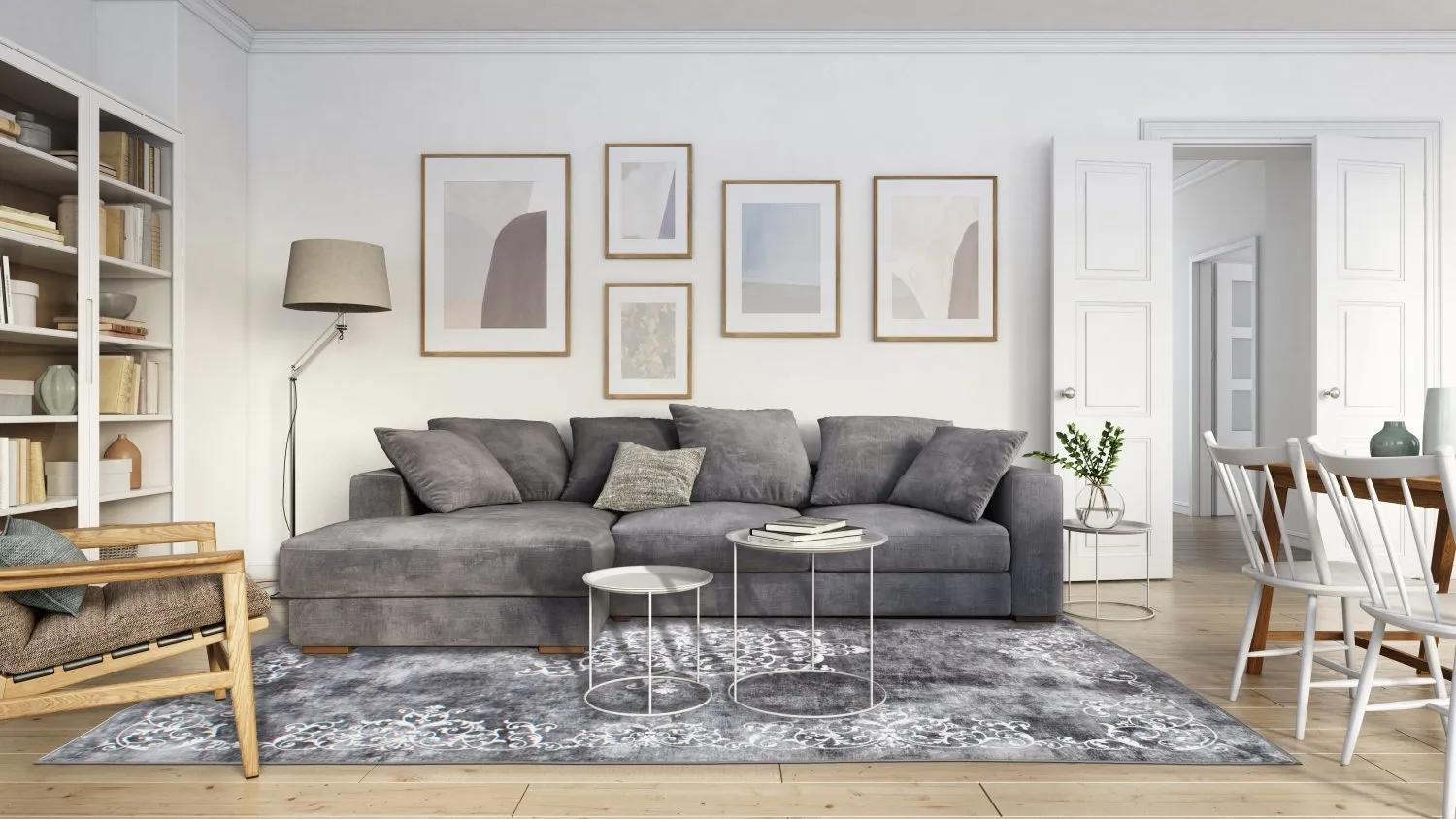 Tapete Wilton - Santi (cinza escuro/branco)