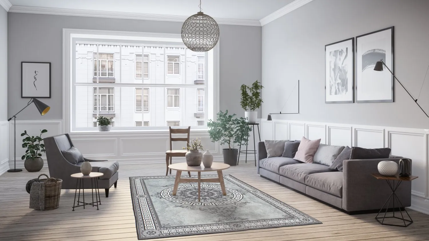 Tapete Wilton - Amer (preto/branco)