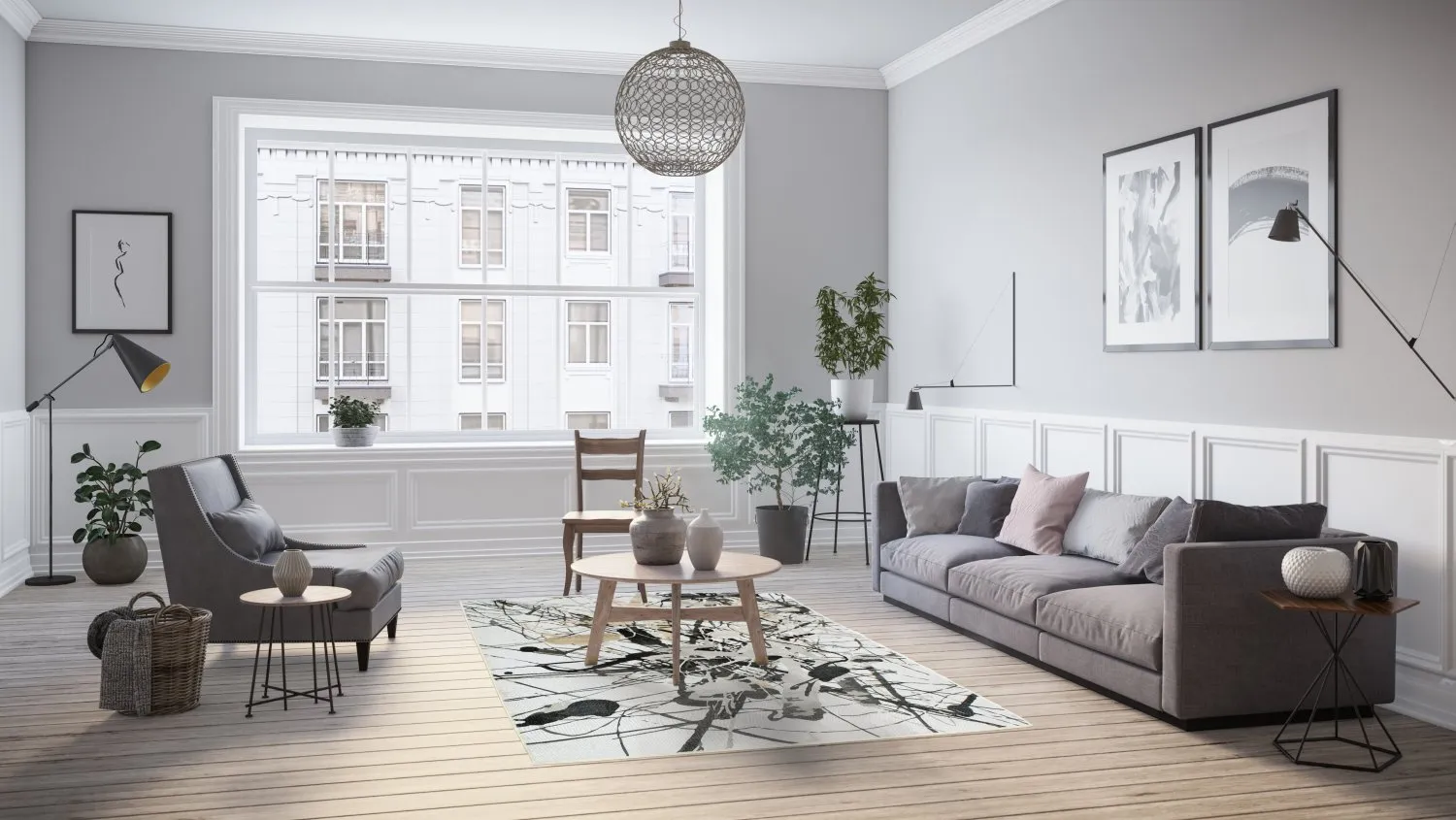 Tapete Wilton - Lawrance (cinza/branco)