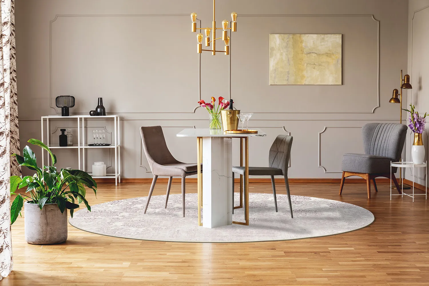 Tapete redondo - Abyar (rosa)