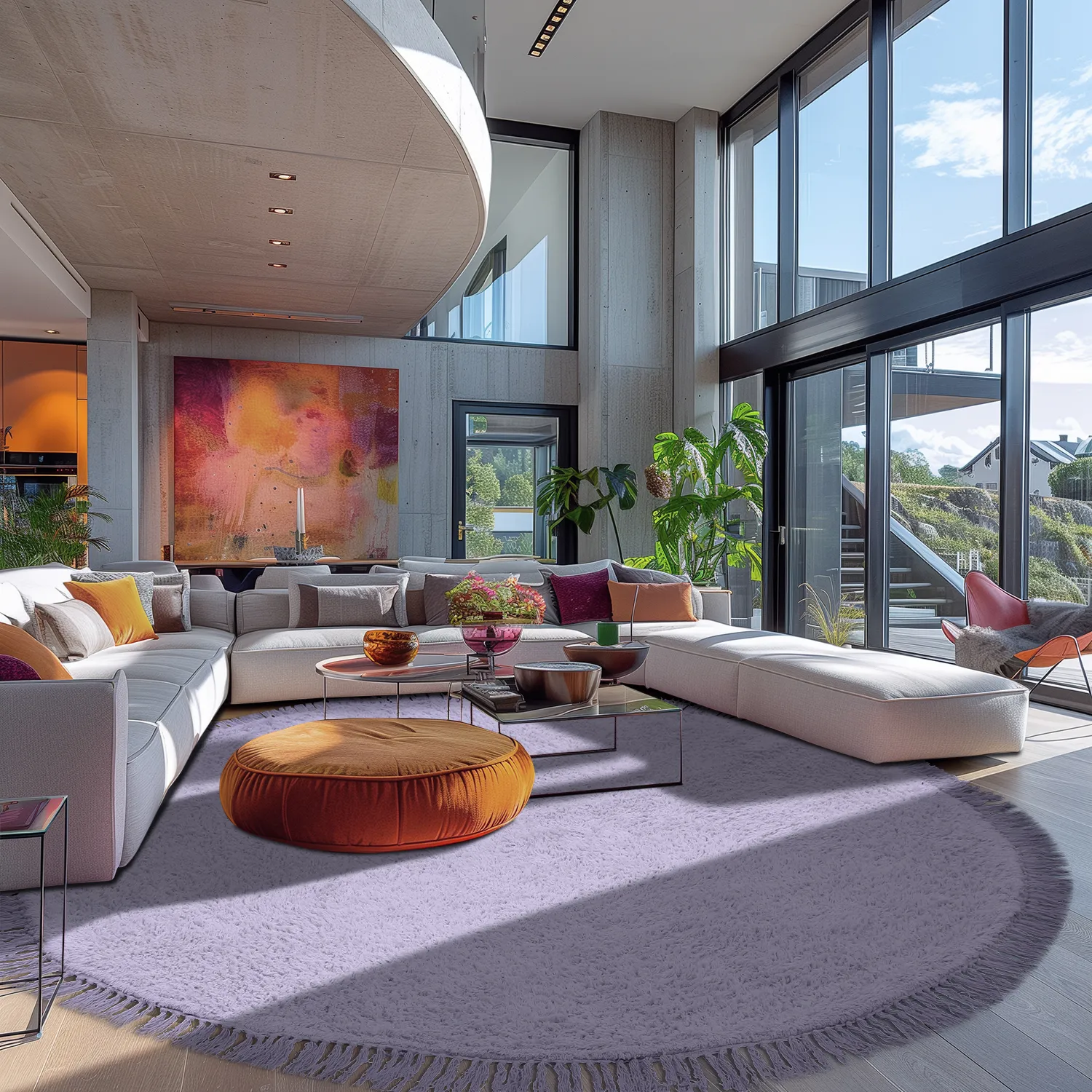 Tapete redondo - Alba Natural Cotton Shaggy (roxo)