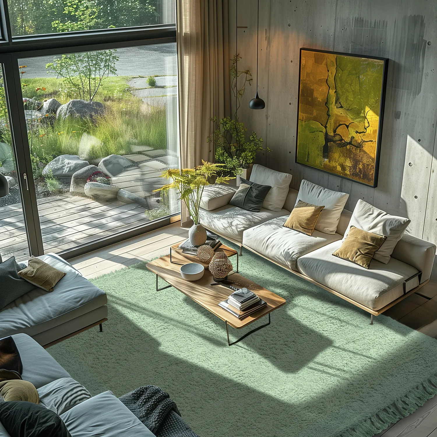 Tapetes felpudos - Alba Natural Cotton Shaggy (verde claro)