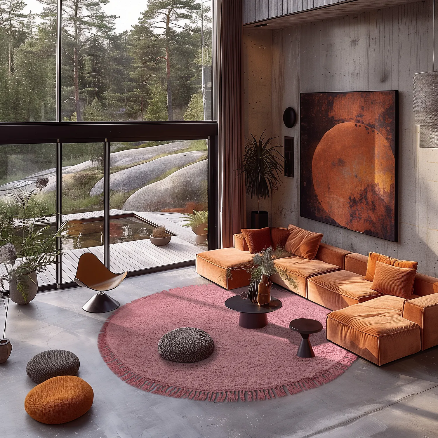 Tapete redondo - Alba Natural Cotton Shaggy (rosa)