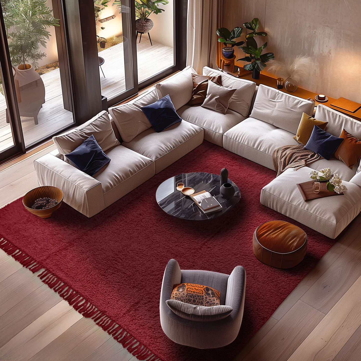 Tapetes felpudos - Alba Natural Cotton Shaggy (bordô)