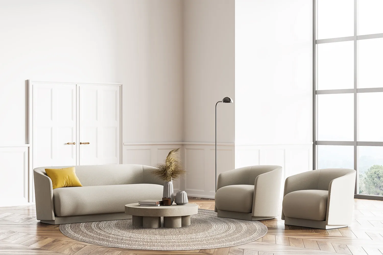 Tapete redondo - Indoor/Outdoor Angus (bege)