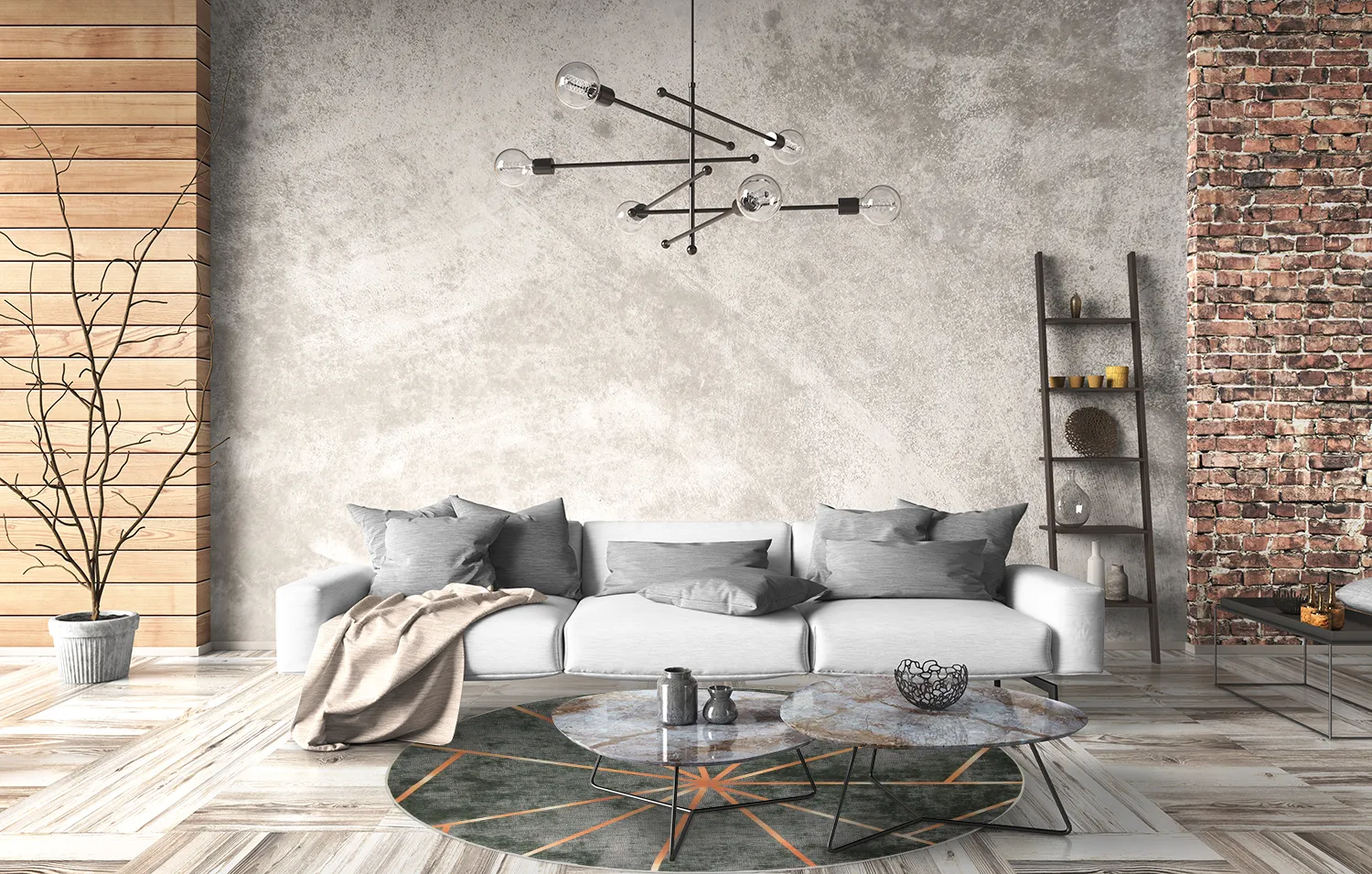 Tapete redondo - Bellizzi (verde/laranja)