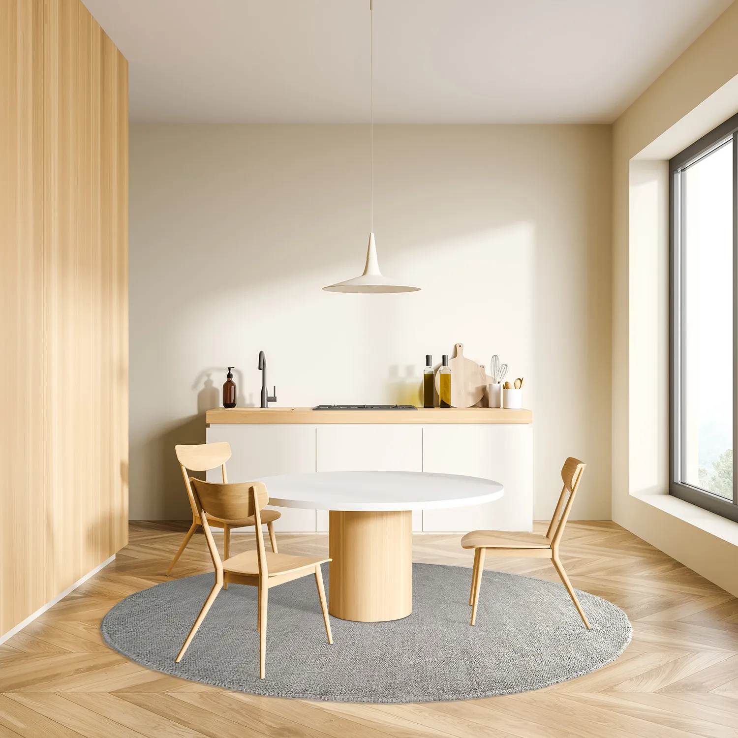 Tapete redondo - Bibury (cinza claro)