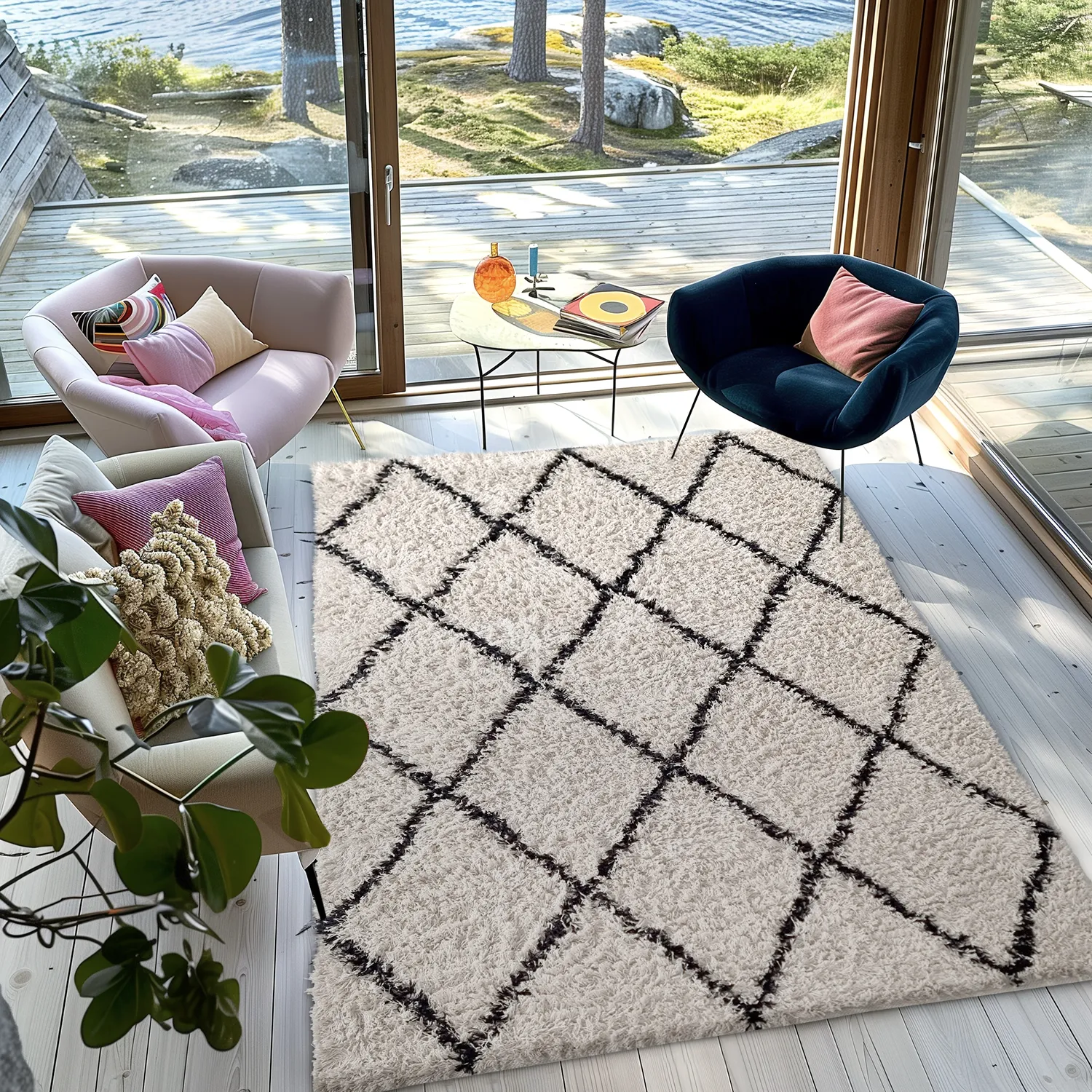 Tapetes felpudos - Alcott Natural Cotton Shaggy (preto/branco)