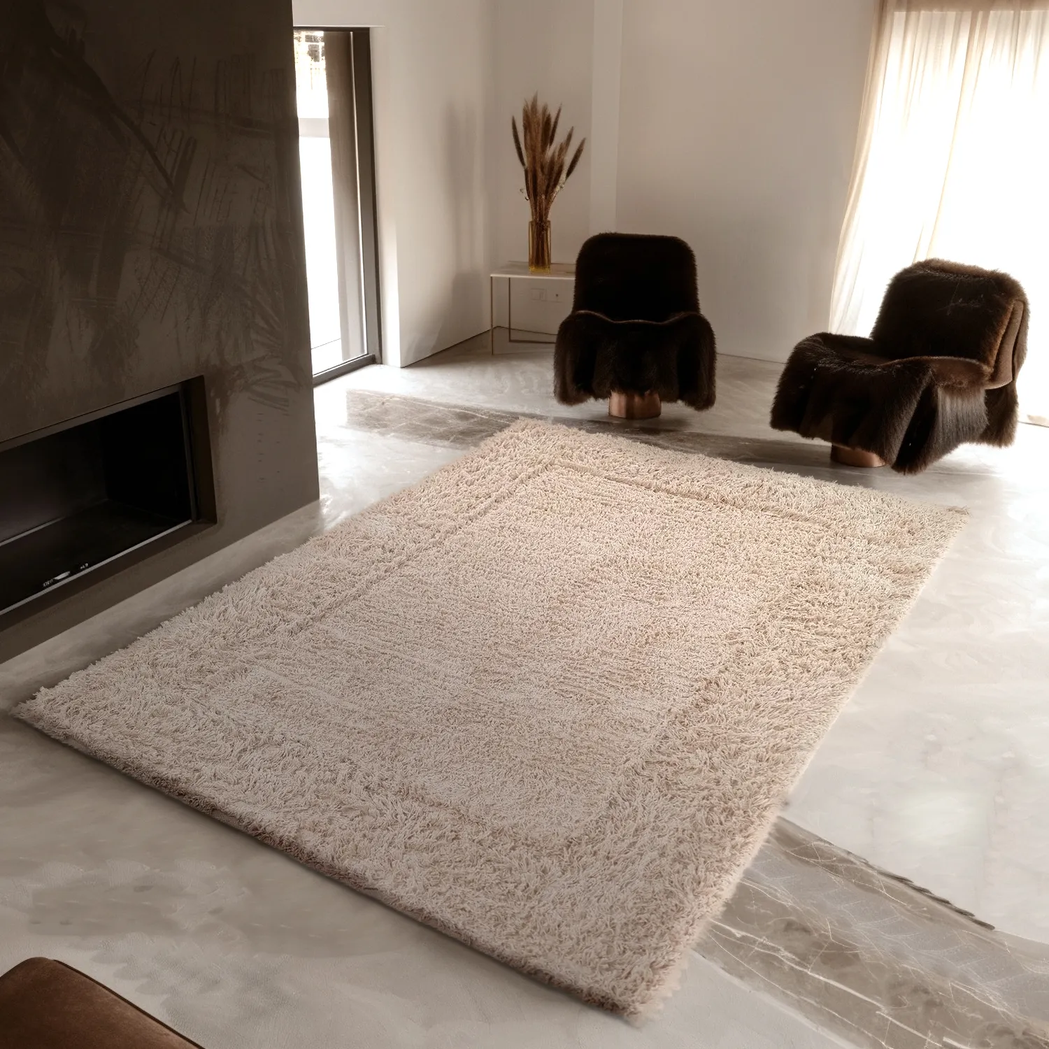 Tapetes felpudos - Aline Natural Cotton Shaggy (bege)