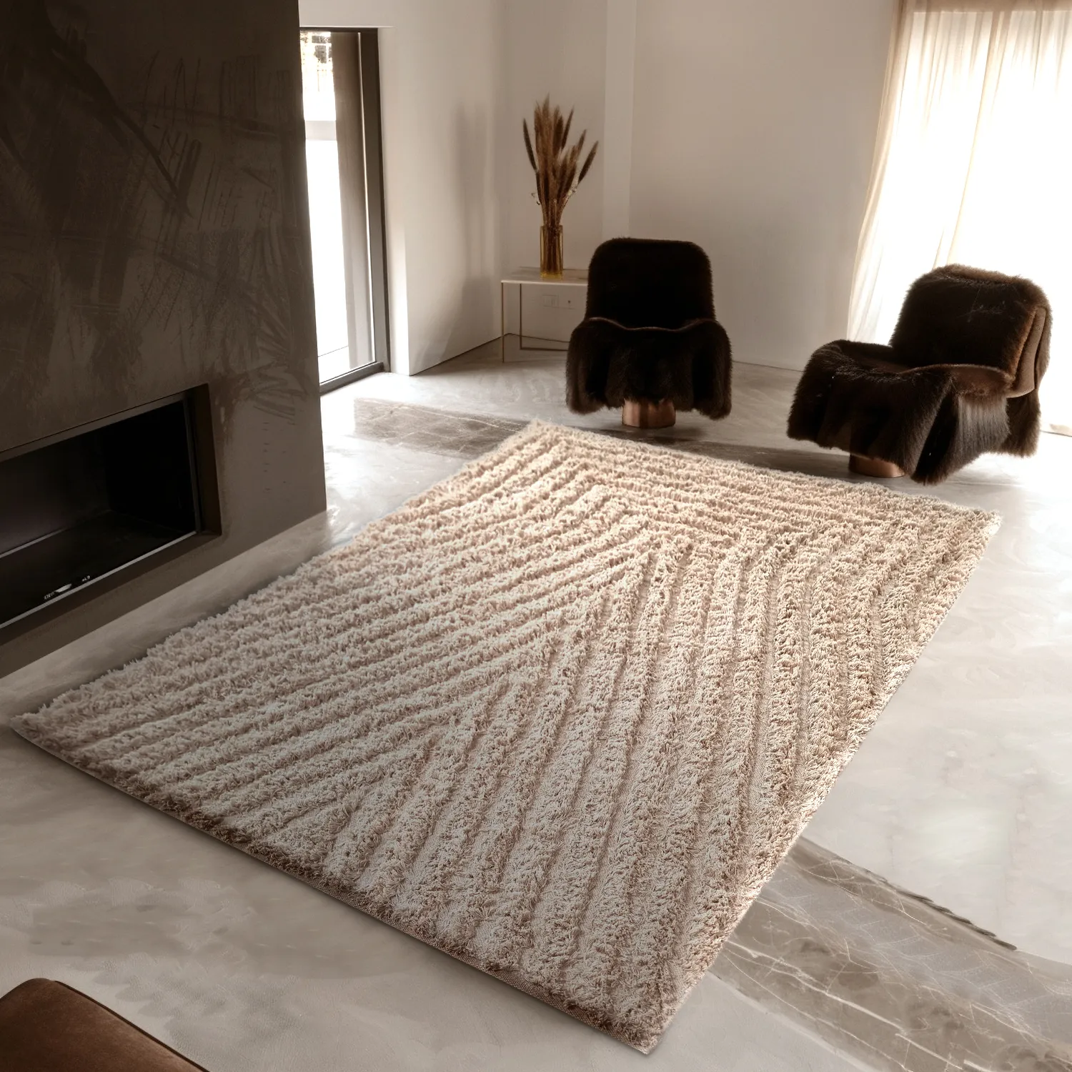 Tapetes felpudos - Indra Natural Cotton Shaggy (bege)