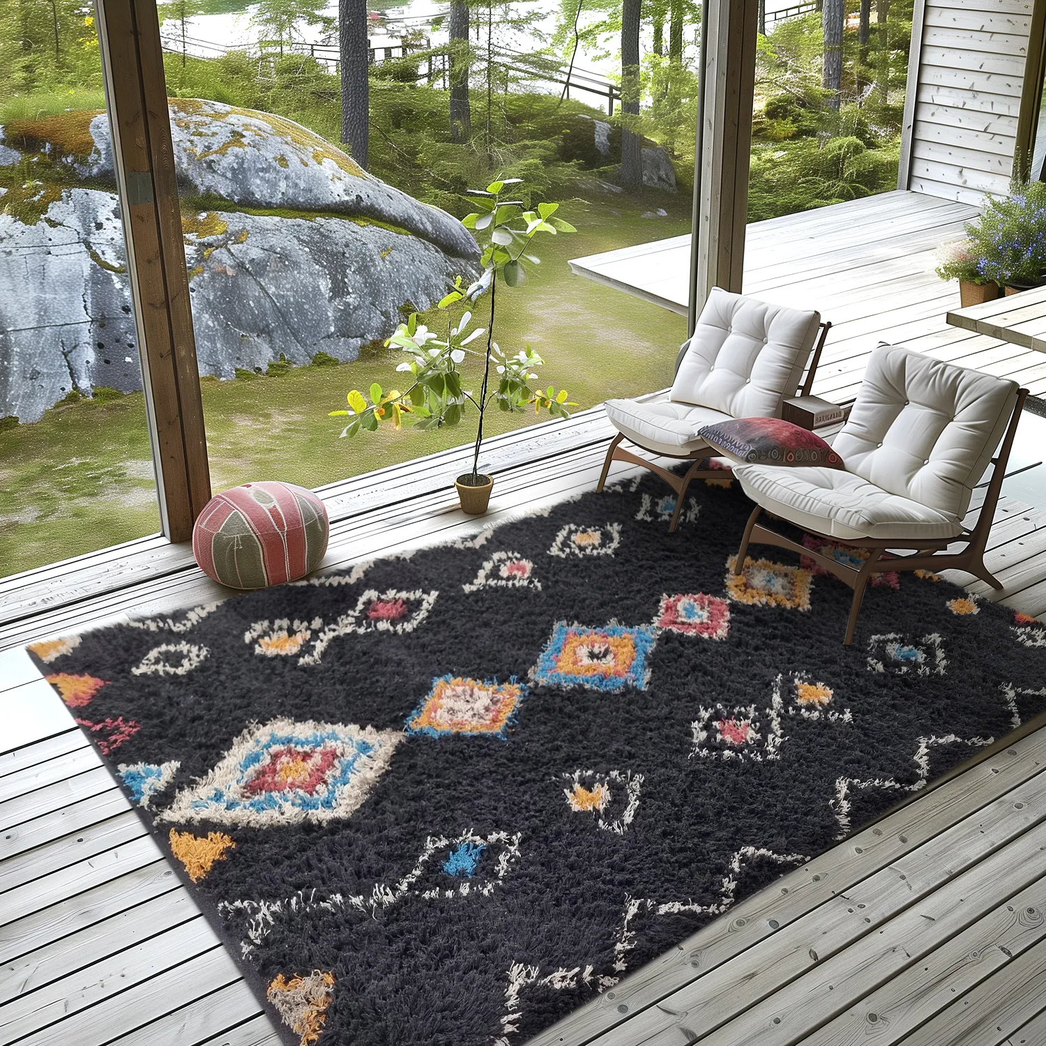 Tapetes felpudos - Marden Natural Cotton Shaggy (preto/multi)