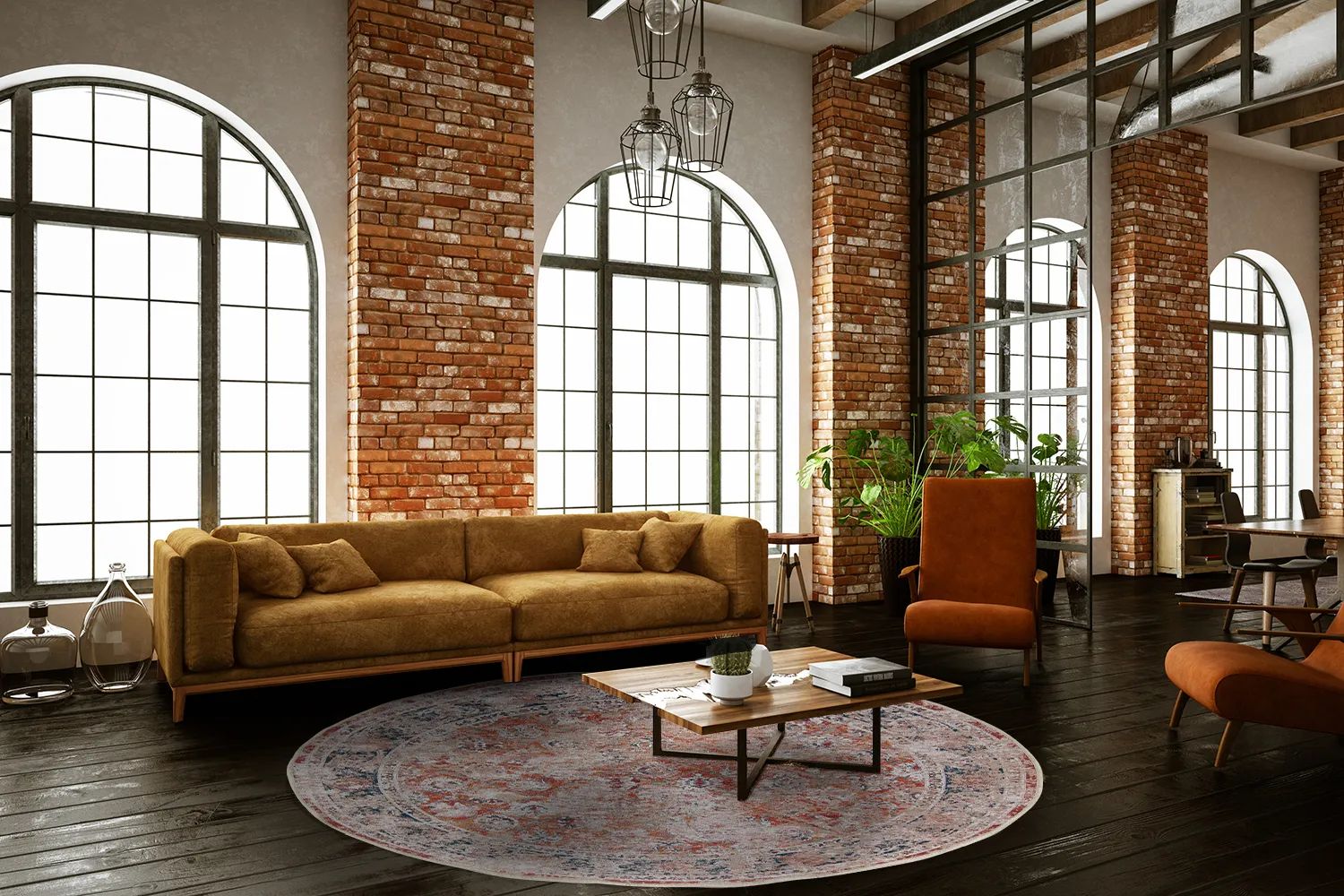 Tapete redondo - Douz (rosa/multi)