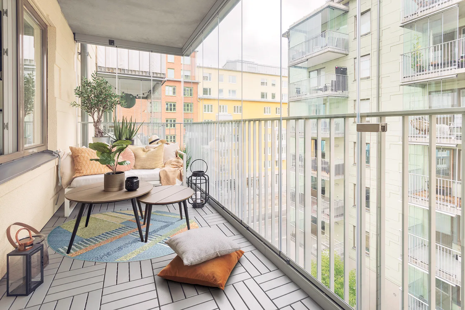 Tapete redondo - Indoor/Outdoor Trivia (azul/multi)