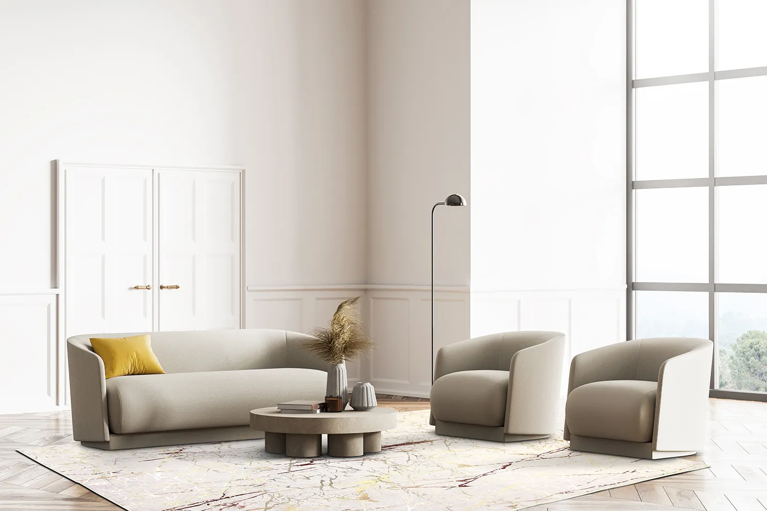 Tapete Wilton - Alden (offwhite/dourado)