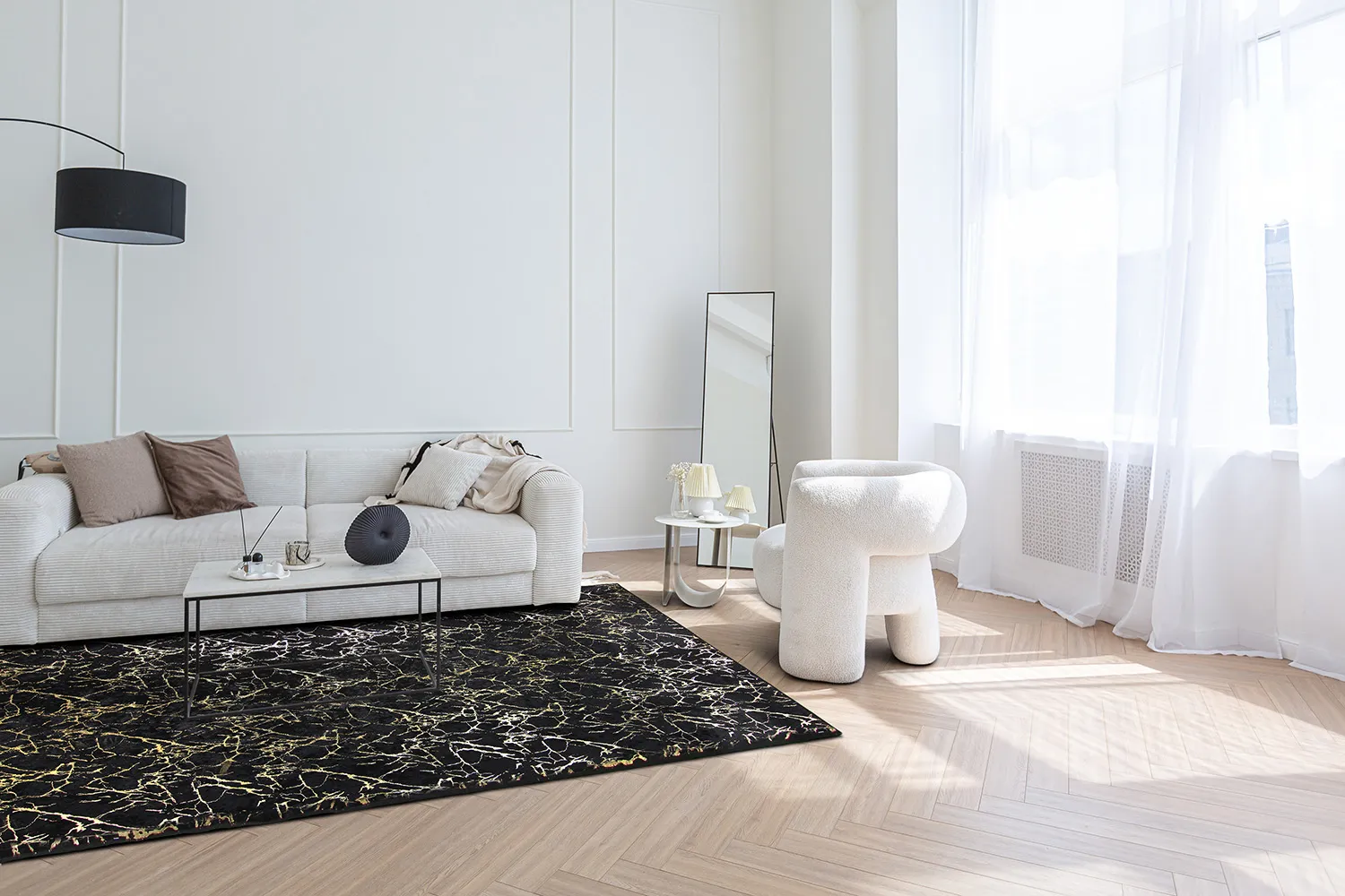 Tapete Wilton - Alden (preto/dourado)