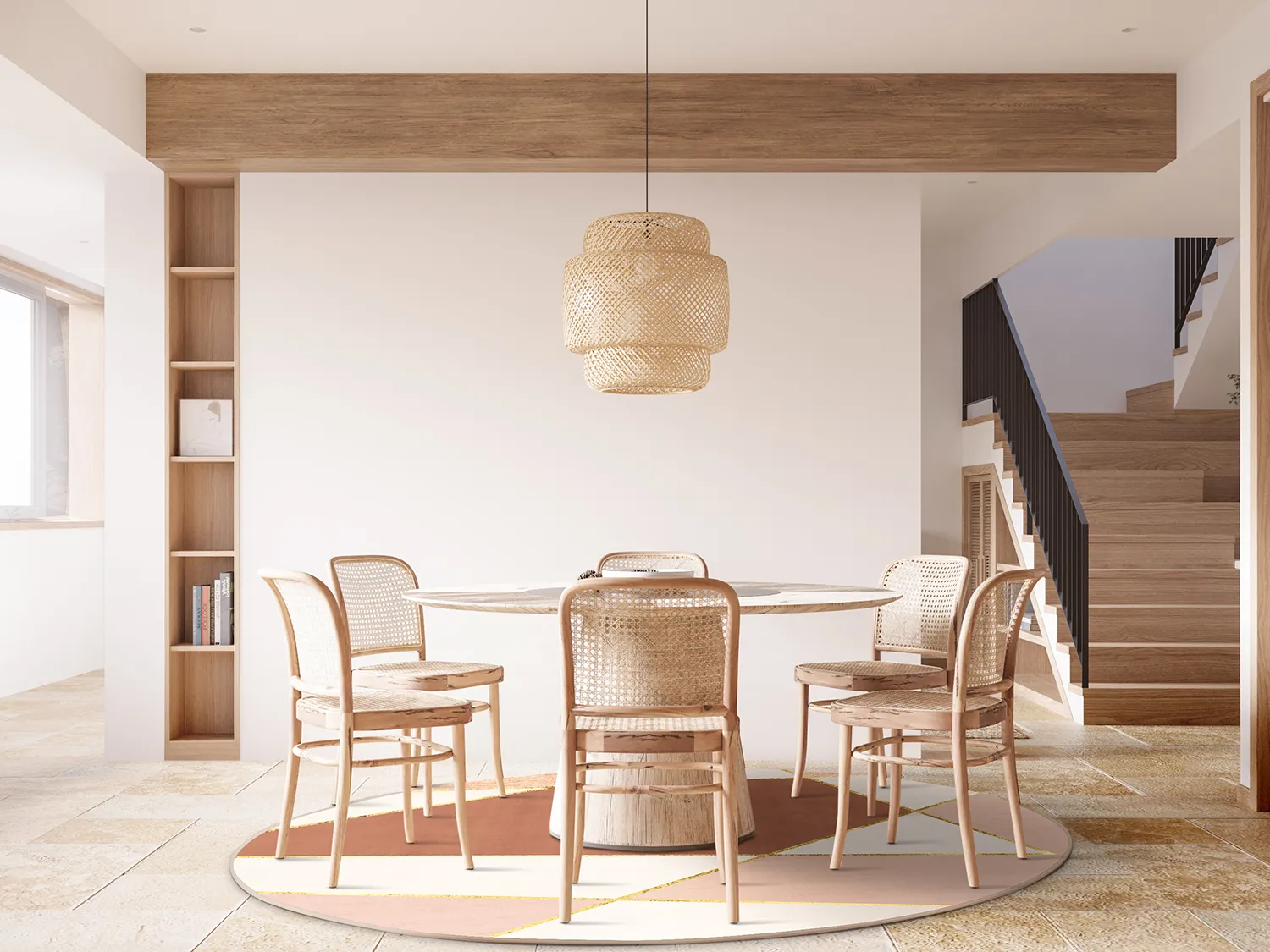 Tapete redondo - Jade (bege/rosa)