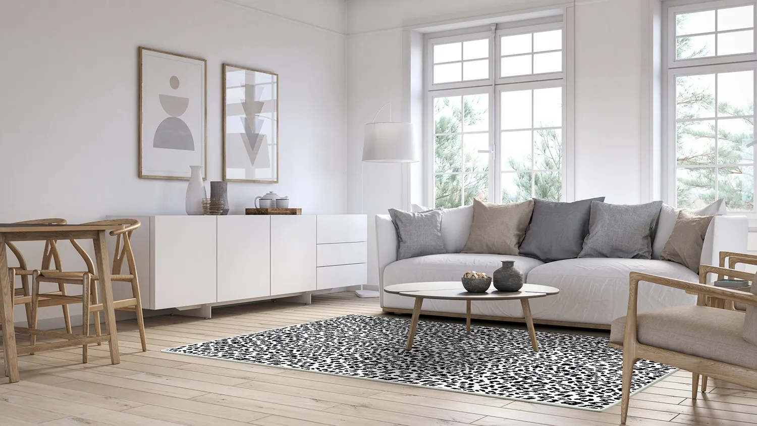 Tapete Wilton - Leopard (preto/branco)