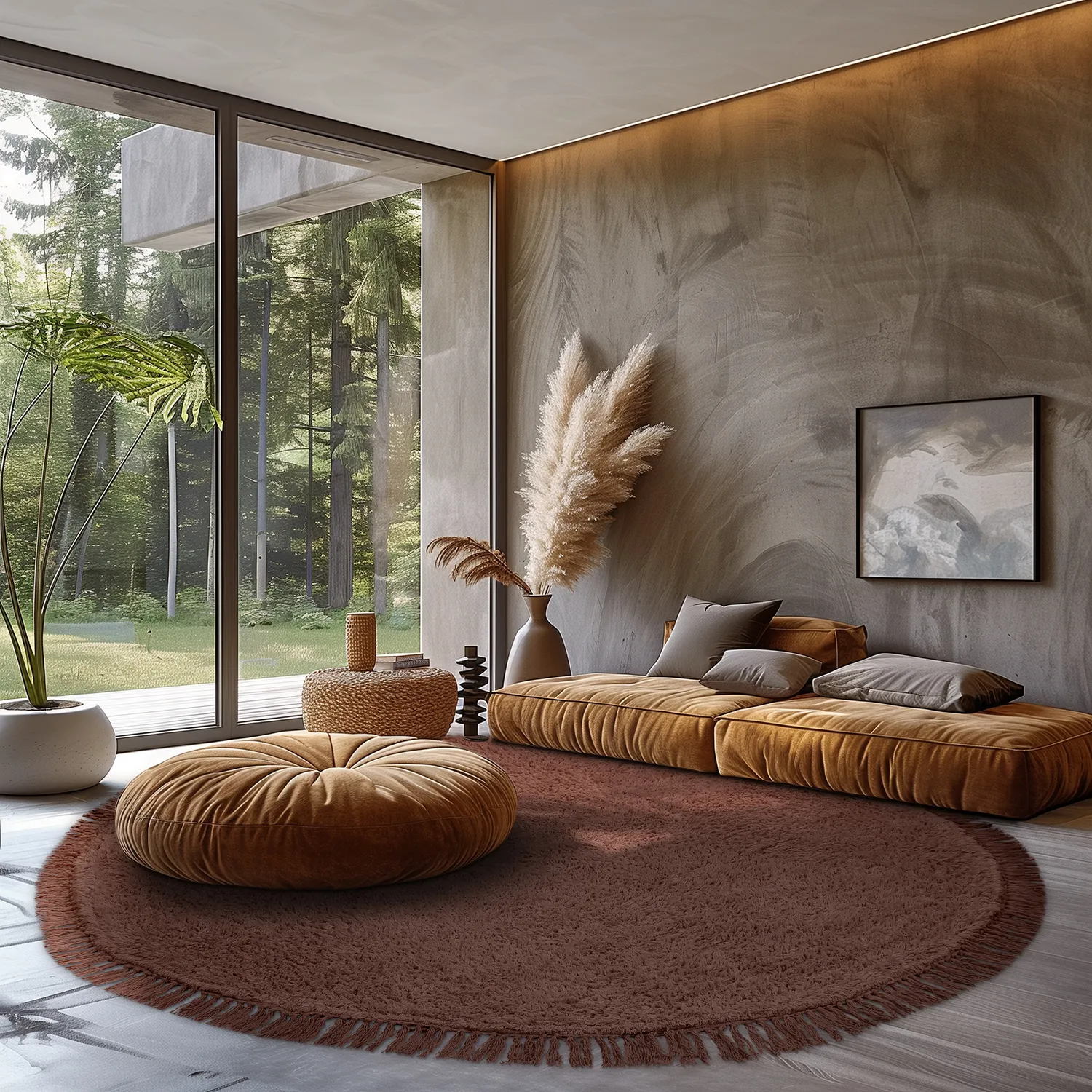 Tapete redondo - Alba Natural Cotton Shaggy (marrom)