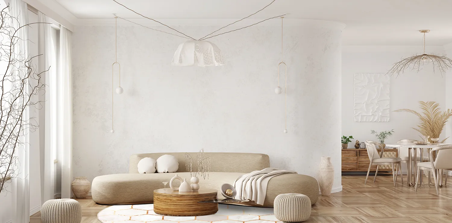 Tapete redondo - Morino (bege/branco/dourado)