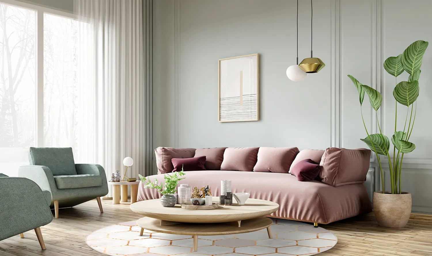 Tapete redondo - Morino (bege/branco/dourado)