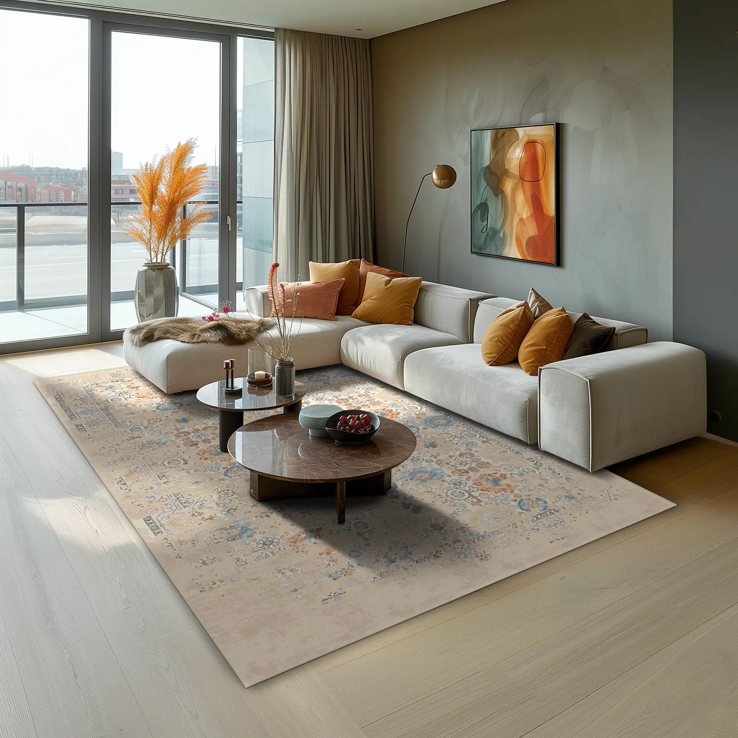 Tapete Wilton - Oakley (bege/azul)